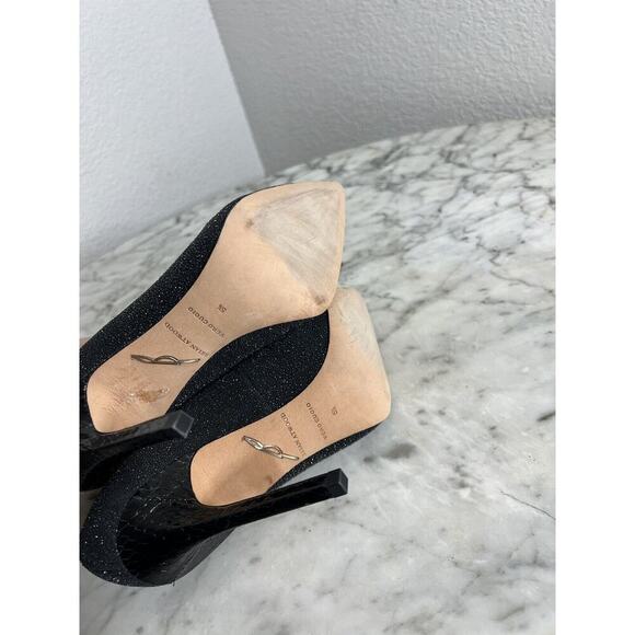 B Brian Atwood Niana Sugar Textured High Heels Size 5.5 Black Pointed Toe - Picture 5 of 6